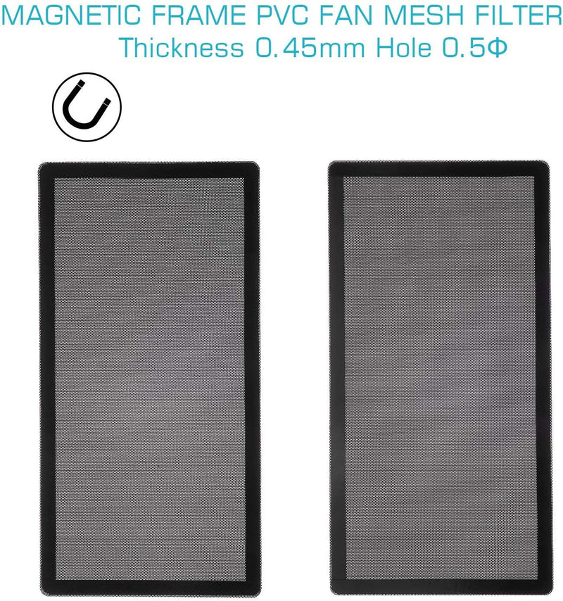 360mm 120mm x 2 PC Fan Dust Mesh Filter 4.72inch PVC Computer PC Case Dust Proof Filter Cover Magnetic Black 2-Pack