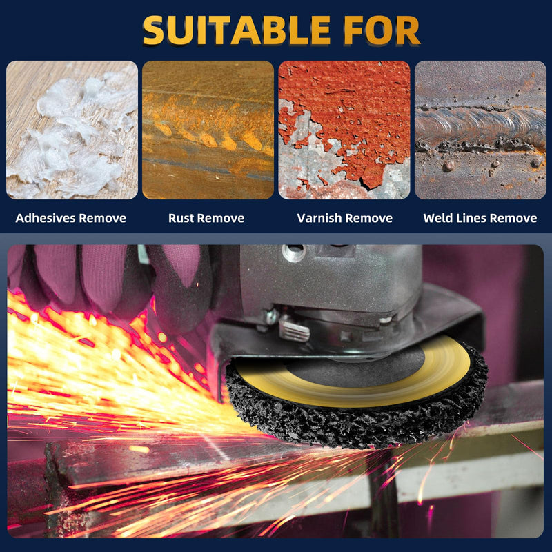 10 Pack 4.5 inch Strip Discs for Angle Grinder, Wire Stripping Wheel Paint Remover for Metal Surfaces, Abrasive Wheels Grinding Discs for Rust Welds Oxidation (4-1/2" x 7/8"), Black 4.5‘’ 10