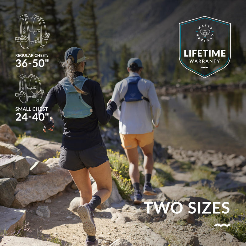 Water Buffalo Hydration Running Vest - Quiver Hydration Vest - Running Hydration Vest with Dual Water Bottles - Lightweight Water Backpack for Running, Onyx Trail Large/X-Large