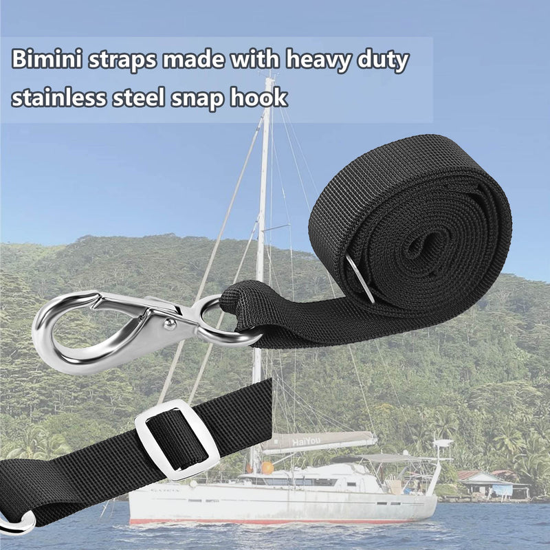 Adjustable Bimini Top Straps,Marine Awning Webbing Straps with Stainless Stee Heavy Duty Snap Hooks,Bimini Top Hardware,Marine Nylon Top Strap (Big Hook Strap) 2PCS