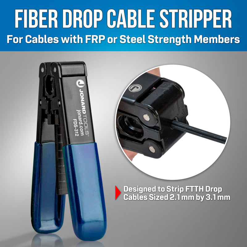 FDS-312 Fiber Optic Drop Cable Stripper for FTTH Drop Cables, 3.1 mm x 2.0 mm 3.1 x 2.0 mm