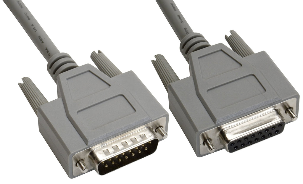 Amphenol CS-DSDMDB15MF-025 15-Pin DB15 Deluxe D-Sub Cable, Shielded, Male/Female, 25', Gray