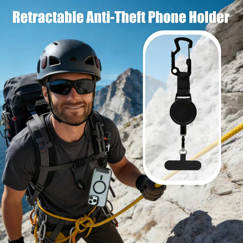 Anti-Theft Phone Tether, Phone Lanyard Retractable Steel Line and Locking Carabiner 2