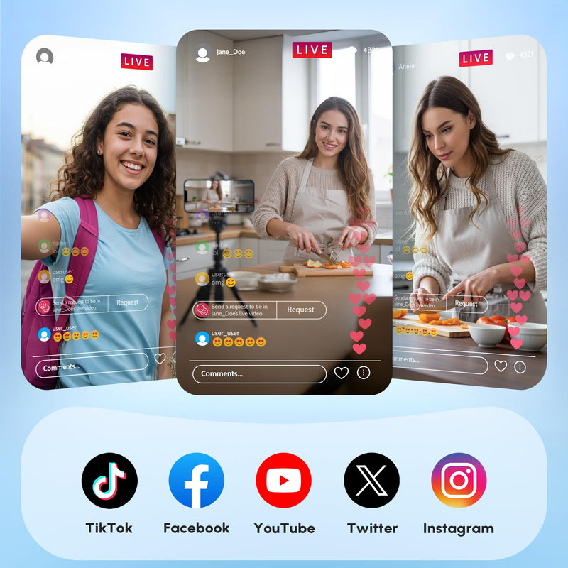 SYNCO Wireless AI Selfie Monitor Screen for iPhone 7-17 Series（Black） | AI Gesture‑Controlled Phone, 3‑Mode Fill Light, Wireless & Wired Switch Freely, 4.02″Larger Display for TikTop, Youtube Black
