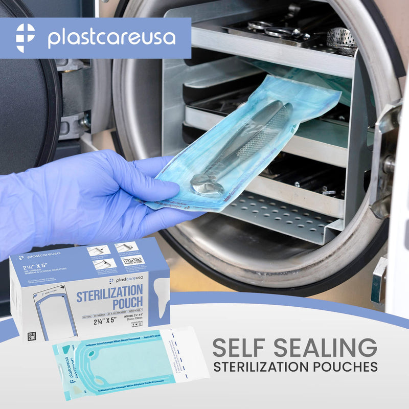 1000 2.25 x 4 Inch Self Sterilization Autoclave Pouches for Cleaning Tools, Sterilizer Bags for Dental Offices, Pouch for Dentist Tools, 5 Boxes of 200 1000