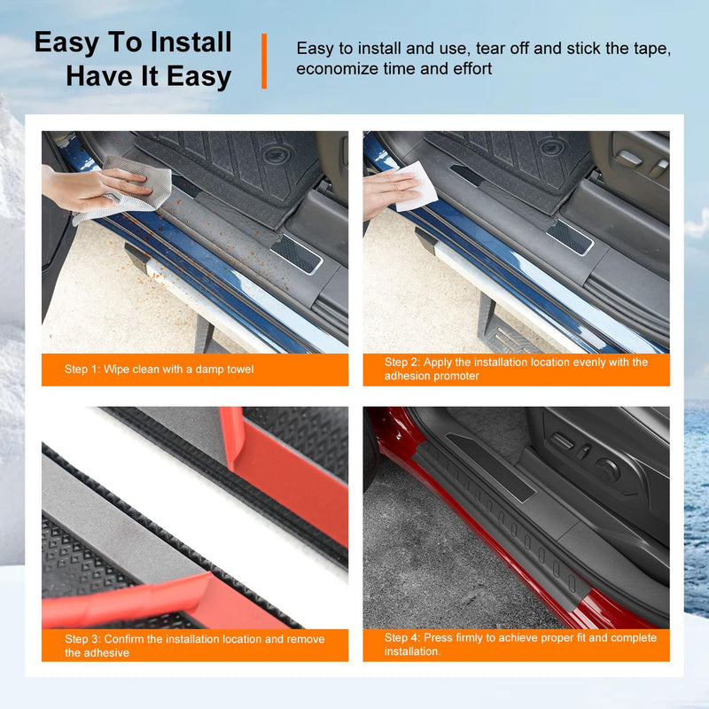 powoq Door Sill Protector Compatible with 2019-2025 Chevy Silverado GMC Sierra 1500 TPE Car Door Protector 4Pcs Car Sill Guard Replacement for 2019-2025 Chevy Silverado Accessories Compatible with 19-25 Chevy Silverado