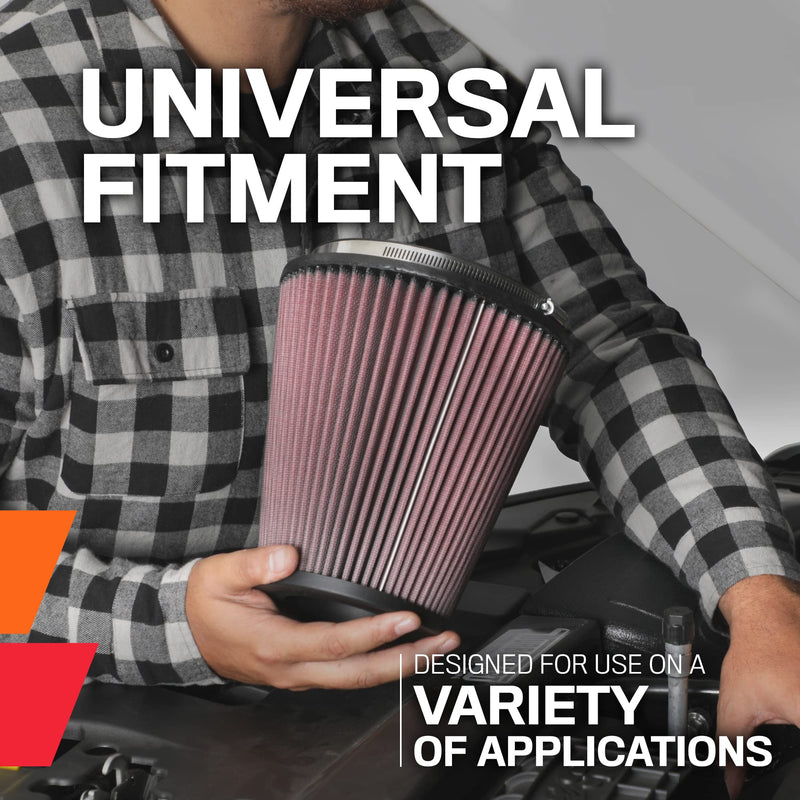 K&N Universal Clamp-On Air Intake Filter: High Performance, Premium Washable Replacement Air Filter: Flange Diameter: 2.4375 In, Filter H: 4 In, Flange L: 0.625 In, Shape: Round, RU-0800, Black, 72 mm