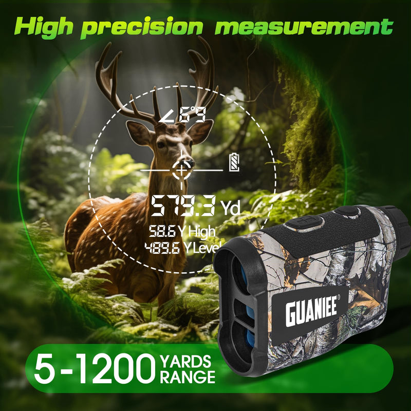 Golf Range Finder Laser Range Finder with Rechargeable Battery, 600/1000YDS, 6X Magnification, Flag-Lock, Slope, Lightweight, for Hunting 1000Y Camo