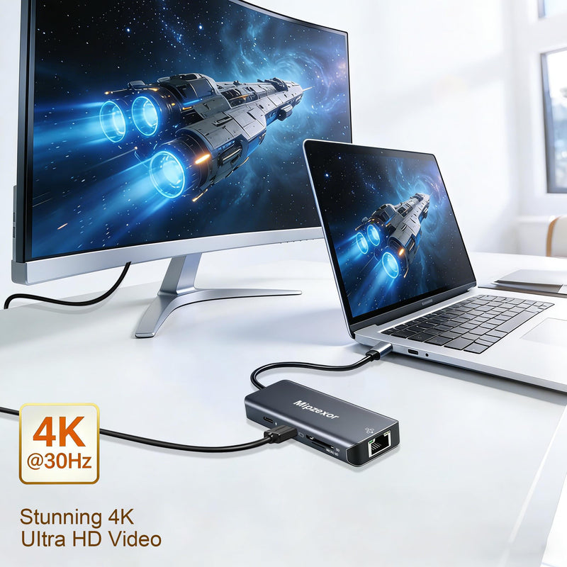 USBC Docking Station 8 in 1 USB C to hdmi gigabit ethernet Adapter 1Gbps Ethernet Hub 100W Power Delivery 3*USB 3.0 Ports SD/TF Card Reader Ethernet USB C Adapter for MacBook Pro/Air Dell XPS HP Space Gray