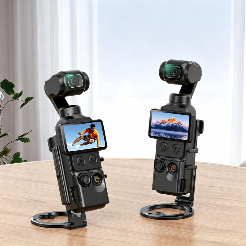 Magnetic Mount Stand for DJI Osmo Pocket 3/4/4P Accessories | Multi-Angle Adjustable Expansion Phone Bracket w 1/4 Hole & Cold Shoe/GoPro Mount, for Vlog Live Stream Outdoor Shooting