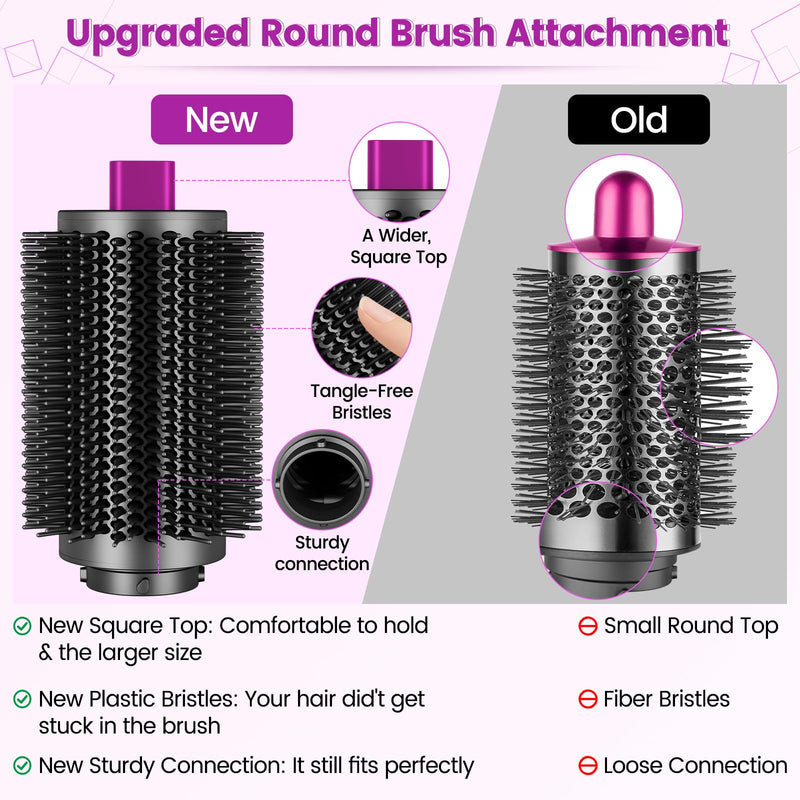 Upgraded Large Round Volumizing Brush Attachment and Upgraded Round Volumizing Brush Attachment Compatible with Dyson Airwrap HS01 HS02 HS05 HS08