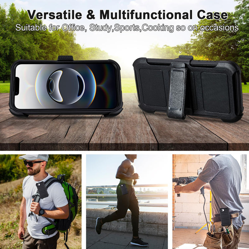 for Defender Phone Case iPhone 17e Case Belt Clip Holster Kickstand Black | for iPhone 17 e Case Heavy Duty iPhone17e Phone Case Rugged Dustproof Port Sturdy Protective Cover for Phone Case 17e Black