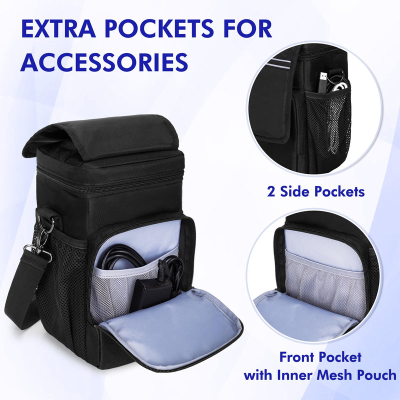 Carrying Case Compatible with Owl Labs Meeting Owl 3, 4, Pro, Original | Meeting Camera Travel Storage Bag with Multiple Pockets for Accessories, with Shoulder Strap, Shock-absorbing Foam, Black