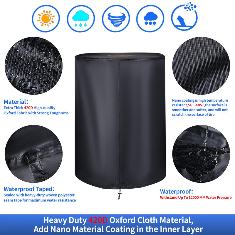 Large Tire Covers for Storage，Durable 420D Tire Storage Bag Waterproof Outdoor Indoor,Universal Tyre Dust Protective Cover with Waterproof Zipper,Air Vent (Holding 4 Tires Within 32 Inch Diameter)