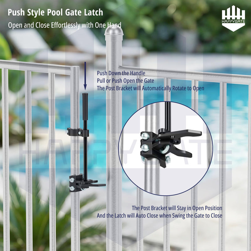 Pool Gate Latch, Auto Pool Gate Safety Latch for Chain Link Fence, Push Style Pool Gate Lock Chain Link Fence Gate Latch for Metal Gates, Outdoor Pool Safety (1-3/8"x2-3/8") 1-3/8"x2-3/8"