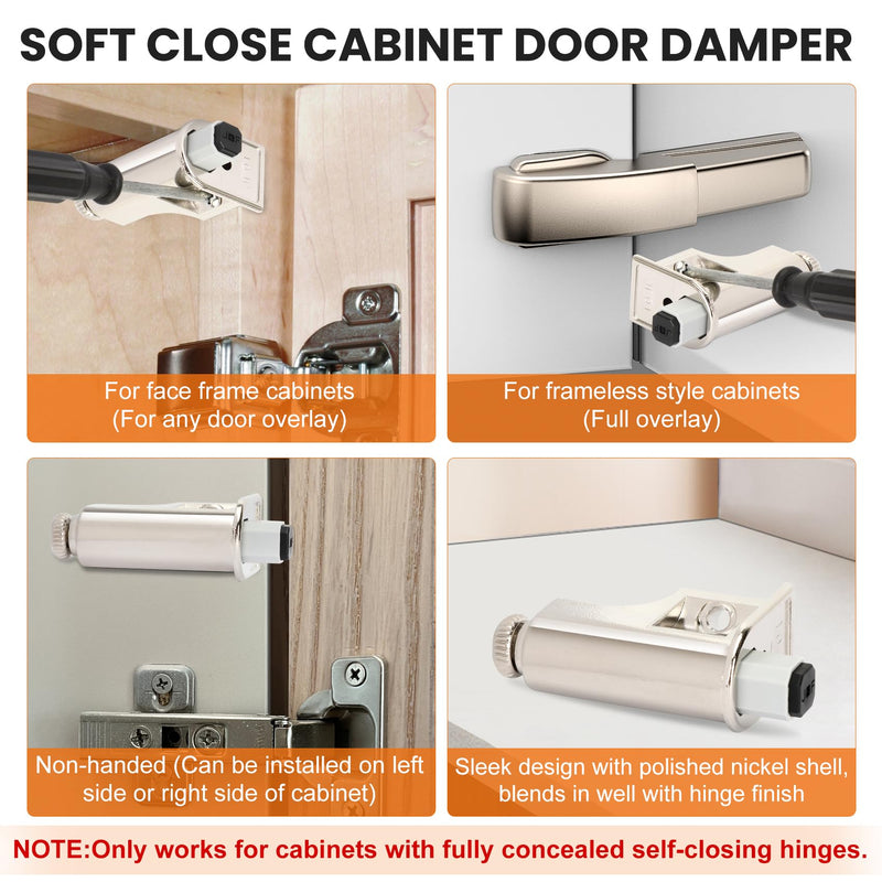 25 Pcs Soft Close Damper for Cabinet Doors/Wardrobe Doors,Adjustable Hydraulic Buffer,Noise Reduction & Smooth Closure,Universal Fit for Kitchen, Bathroom & Furniture（Includes Matching Screws） 25