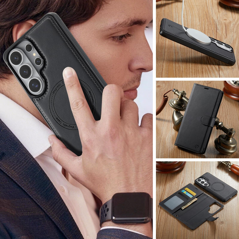 for Samsung Galaxy S26 Ultra Wallet Case, 2-in-1 Detachable Black | Magnetic Case Wallet, PU Leather Flip Cover with Card Holder & Wrist Strap, Detachable Wallet Phone Case, Black