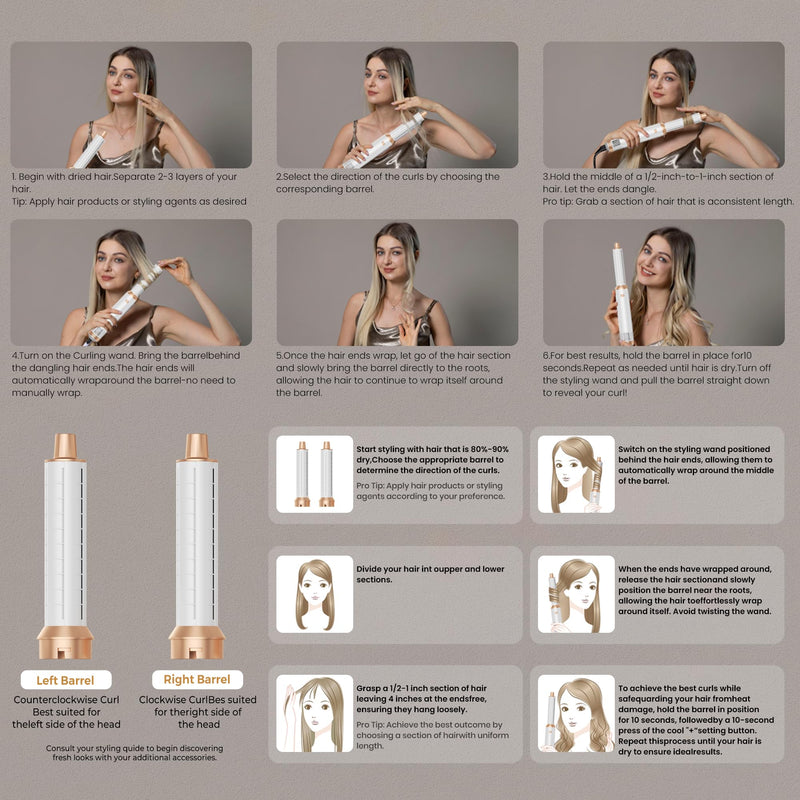 5 in 1 Hair Styler Airbrush 5 in 1 Multi Styler, Air Styler 5 in 1 with Curl Straighten, Volumise, Smooth and Drying for Styling, Air Brush 5 in 1 for All Hair Type/Length White