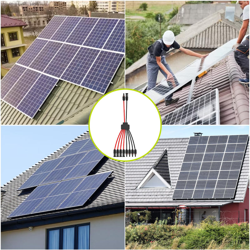 Solar Connectors for 2-3-4-6-8 Solar Panels,Tool-Free Solar Panels Connectors 10awg, Waterproof Solar Panel Splitter, 2 to 8 Y Branch Parallel Adapter for Solar Cable Extension Connect up to 4 Solar Panels-1.65Ft 1 PCS