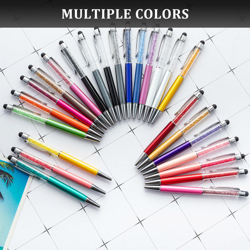 Crystal Stylus Pen, 2 in 1 Twist Ballpoint Pen and Capacitive Touchscreen Writing Tool for Phones, Tablets and Touch Screens, Black