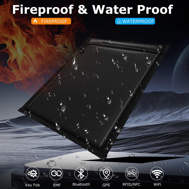 4 Pack Faraday Bags for Phones,Waterproof & Fireproof Document Bag EMP RFID Blocking Pouch for Car Keys Anti Theft Large