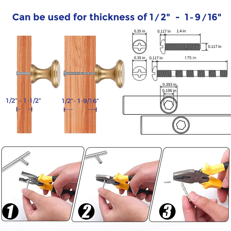 Ravinte 10 Pack Champagne Bronze Kitchen Cabinet Knobs, Solid Bronze Pulls Zinc Handles Simple Drawer Cabinet Hardware for Cupboard Drawer Knobs
