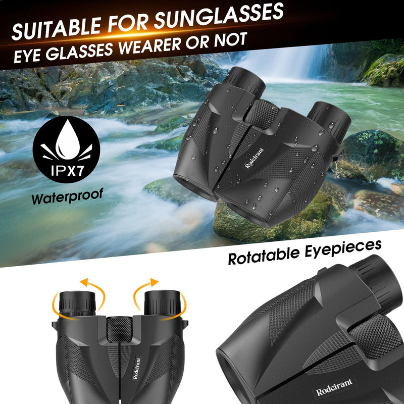 20x25 Compact Binoculars for Adults High Powered and Kids,Waterproof Binoculars for Hunters with Low Light Vision,Easy Focus Bird Watching for Adults Outdoor Hunting Travel Black