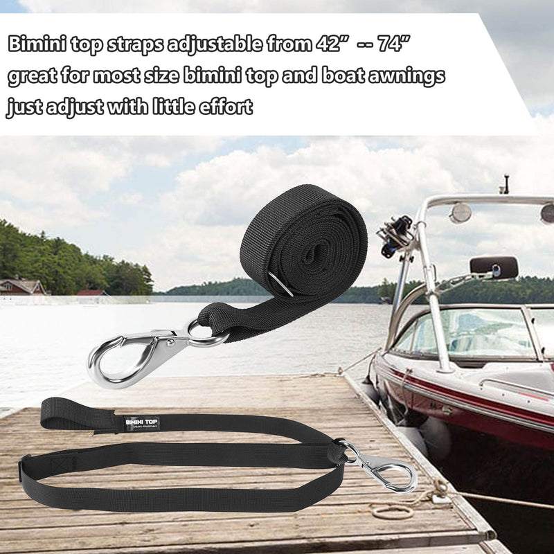 Adjustable Bimini Top Straps,Marine Awning Webbing Straps with Stainless Stee Heavy Duty Snap Hooks,Bimini Top Hardware,Marine Nylon Top Strap (Big Hook Strap) 2PCS