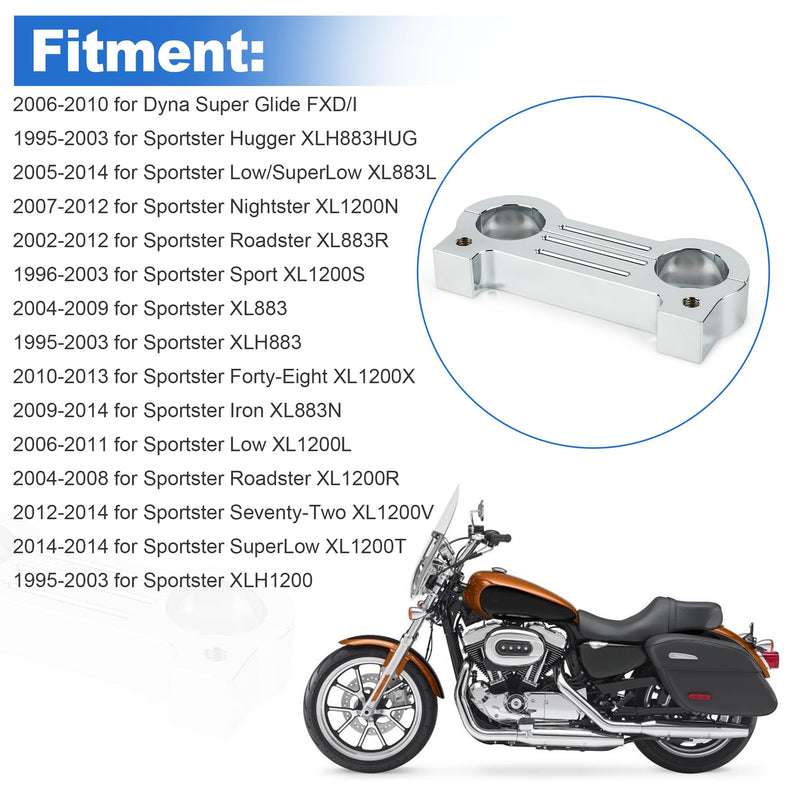 T-Bar Riser Adapter Speedometer Gauge Mount Bracket Relocation Kit Fits 1 1/4" Handlebar Clamp for Harley-Davidson Sportster XL883 XL1200 Dyna FXD