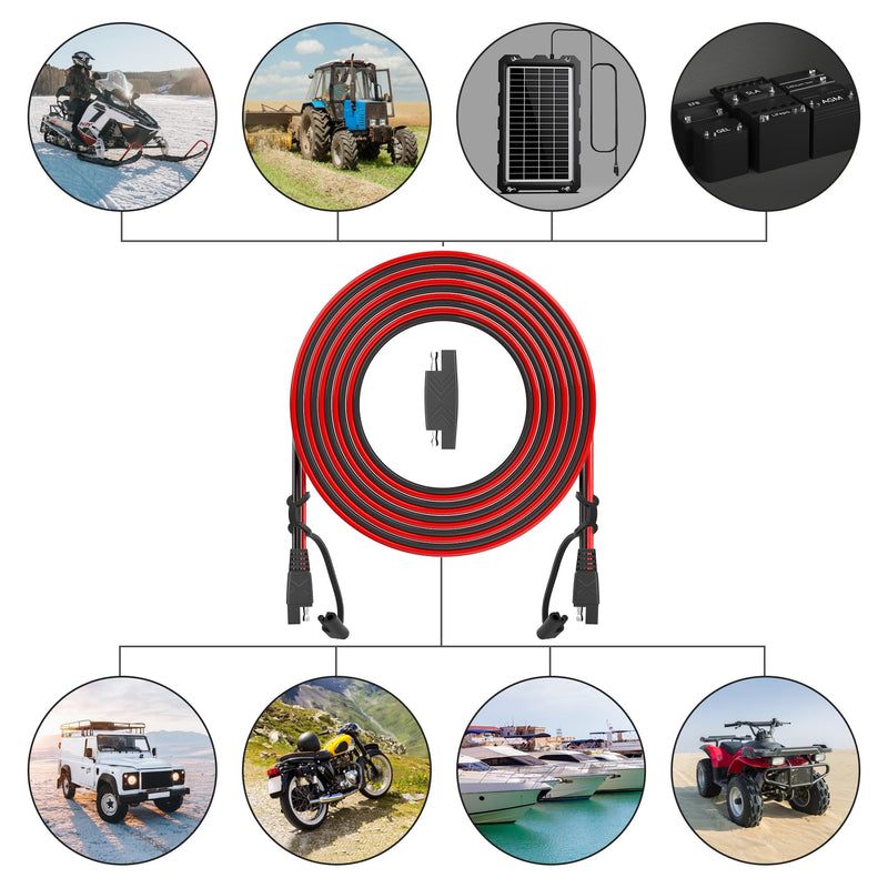 OYMSAE 25Feet SAE Extension Cable Quick Disconnect Connector 16AWG for Automotive, Solar Panel, Charging Adapter (25FT) 25FT(16AWG) 1 Pack