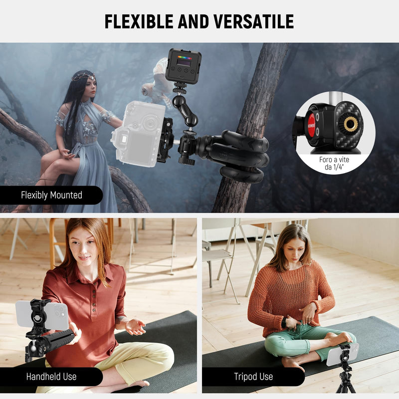 NEEWER Tripod for iPhone with Remote, Mini Flexible Phone Tripod Stand Vlog Selfie Stick with Phone Holder & Action Camera Adapter Compatible with iPhone GoPro Insta360 Samsung Digital Camera, TP35