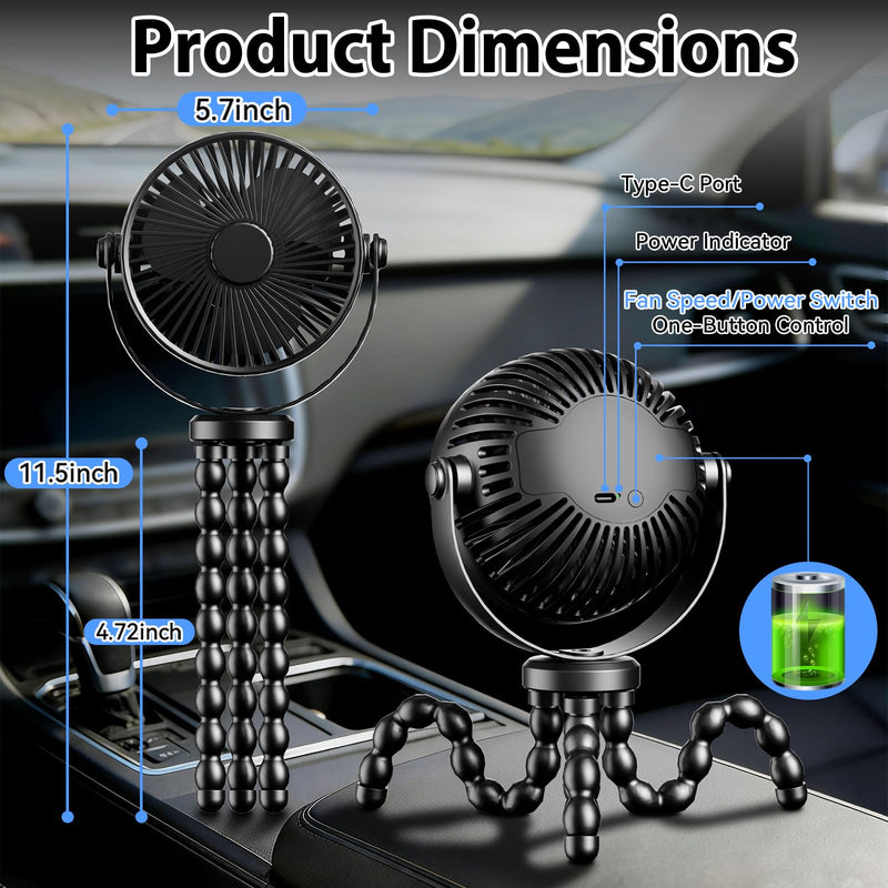 Recharge Car Fans for Backseat for Kids, Car Headrest Backseat Fans for Car for Kids