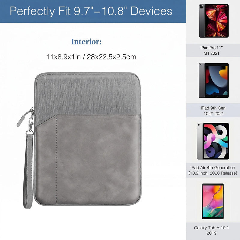 9-11 Inch Tablet Sleeve Bag for 11 inch iPad A16 2025/11 inch Air M3 M2 / Pro M4 / 10.2 10.9" iPad/Air 5/4/3, Tab S9 S8 S7 A8 A9 11" 10.5" Tablet Case(LGray) LGray