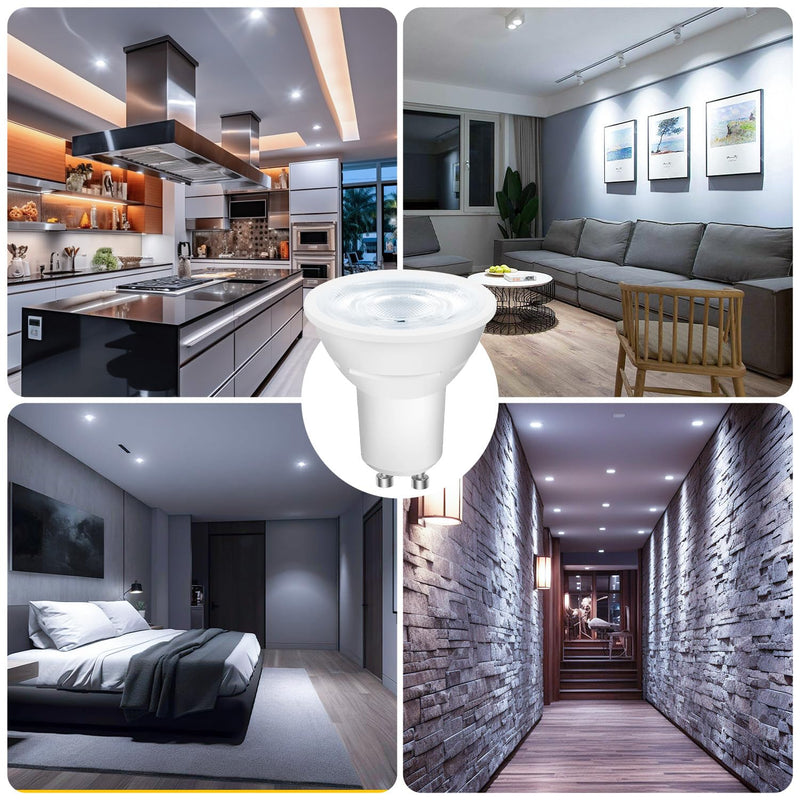 DAYBETTER GU10 LED Light Bulbs, Dimmable GU10 Bulb Replacement for Track Lighting, 5.5w Equivalent 50W, 500 LM Daylight White 5000K, MR16 LED Bulb for Kitchen, Range Hood, Living Room, 24 Pack 5000k Daylight White
