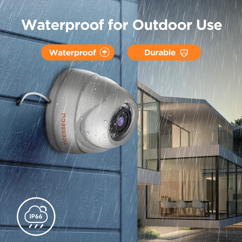 TIGERSECU 1080P Metal Wide Angle Dome Security Camera for DVR, Weatheproof for Indoor/Outdoor Use, Hybrid 4-in-1 OSD Switch for TVI/CVI/AHD/CVBS DVRs (Power Supply and Coaxial Cable Sold Separately) 1