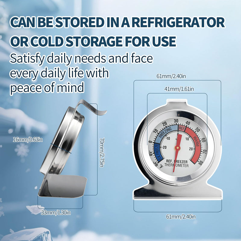 Generic 12 Pack Refrigerator Thermometer, Stainless Steel Freezer Thermometer, Temperature Gauge for Cooler Fridge, Accurate 62mm Large Dial Fridge Thermometer for Restaurant, GVJJL3201