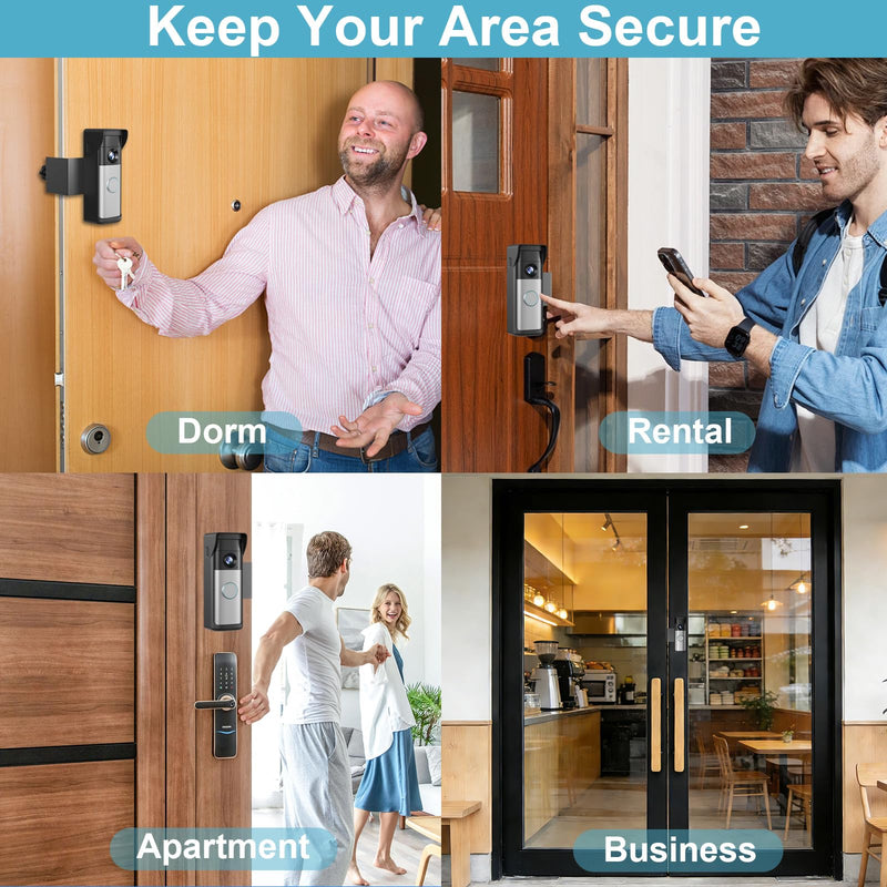 2026 Upgrade Anti-Theft Video Doorbell Mount for Ring Newest Battery Doorbell/Plus/Pro(2nd Gen), Adjustable No-Drill Mounting Video Camera Doorbell Cover Holder for Home Rentals, Not for Security Door Black