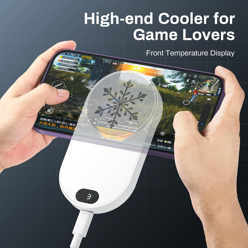 Hamosong Phone Cooler for Gaming, Magnetic Semiconductor iPhone Cooler Cooling Fan, Keep Phone Cool Fan for Phone White