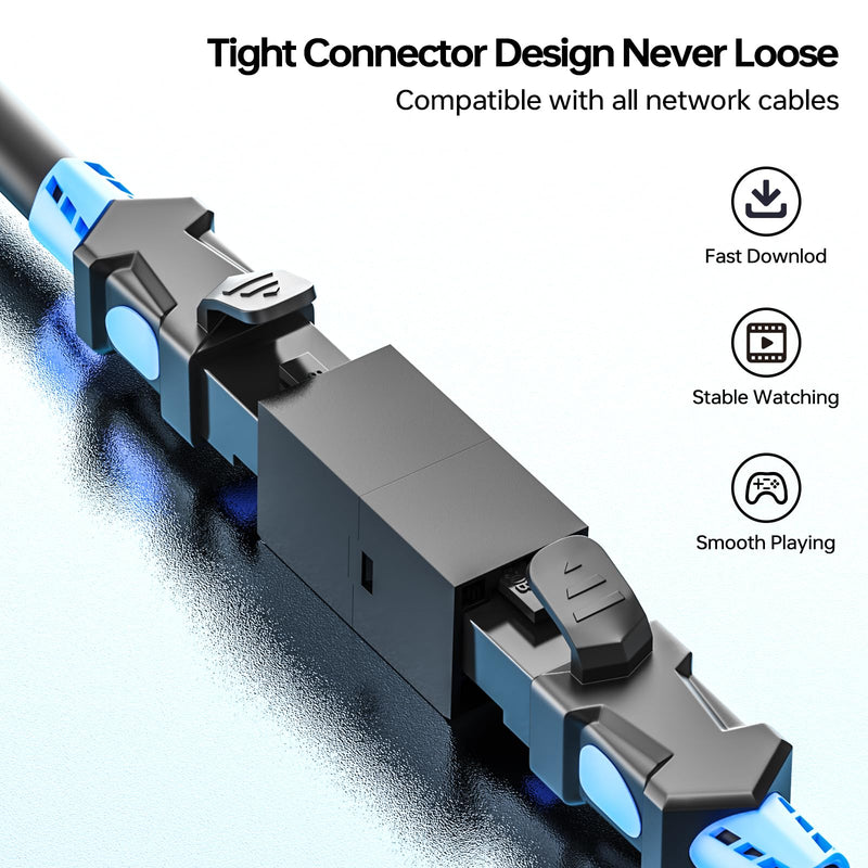 RJ45 Coupler Ethernet Coupler, in Line Coupler for Cat7/Cat6/Cat5e/Cat5 Ethernet Cable Extender Adapter Female to Female (6 Pack(2 Black + 2 White + 2Transparent) Ethernet Coupler 6pcs