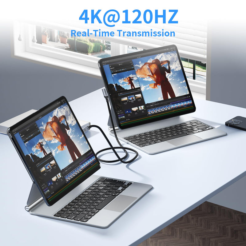 Long 16.5FT Right Angle USB C-C 3.2 Gen 2x2,20Gbps Data Transfer Cable Compatible with Thunderbolt 3,90 Degree USB-C to C Cord 100W Fast Charging,4K@120Hz Output Monitor,SSD,Docking.