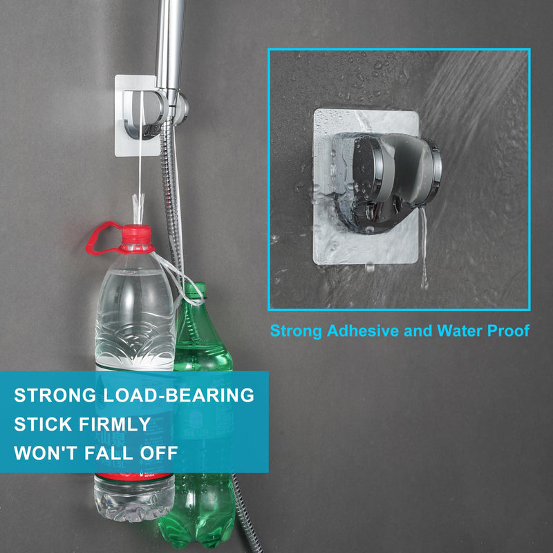 Handheld Shower Head with ON/OFF Switch,Detachable 8 Mode High Pressure Shower Wand with Long Hose and Bracket PLUS Extra Adhesive Holder for Lower Mount,Built-in Power Wash to Clean Tub,Silve Silver