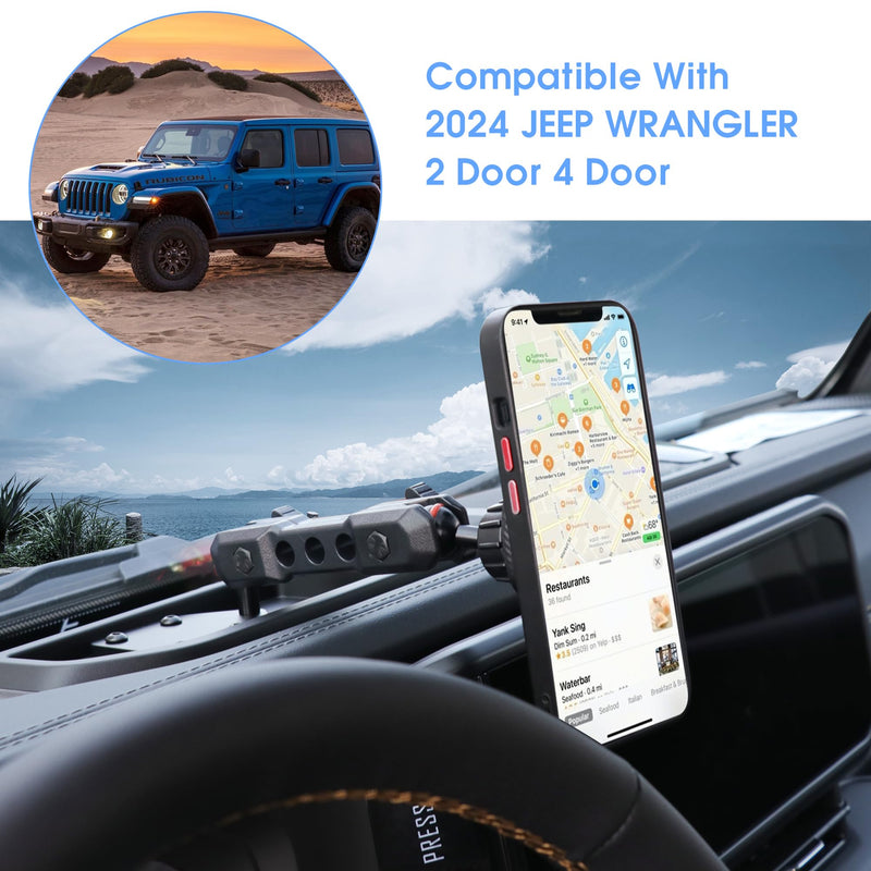 2024 2025 JL Magnetic Phone Mount for Jeep Wrangler - Dash Cell Phone Mount Dashboard Phone Holder for 2024+ Jeep Wrangler JL Accessories,1 Pack,Black,(NOT for 1945-2023 Wrangler) Magnetic Phone Holder