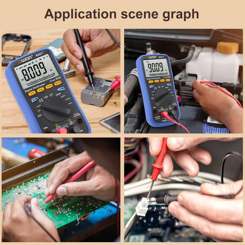 OWON B35T+ Bluetooth Digital Multimeter 6000 Count Auto Ranging Digital True RMS Smart Multimeter with Bluetooth 4.0 (Android and iOS) and Offline Data Recording Function