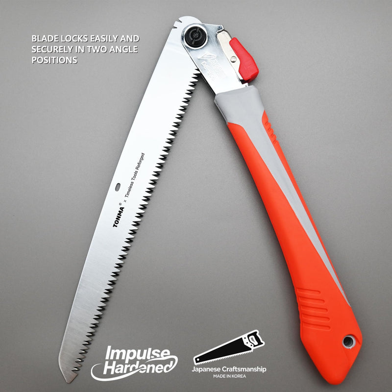 TONMA Professional Folding Saw [Made in Korea] 12" (300mm) Large Teeth Portable Pruning Hand Saw for Wood Cutting, Outdoor Camping, Gardening, Japanese Craft Plating Impulse Hardened Stainless Blade 12 inches (300mm)