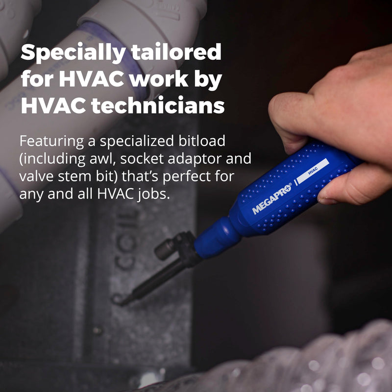 MEGAPRO® Original HVAC 15-in-1 Multi-bit Screwdriver | Schrader Valve Bit | 1/4" Socket Adapter | Square Awl Bit