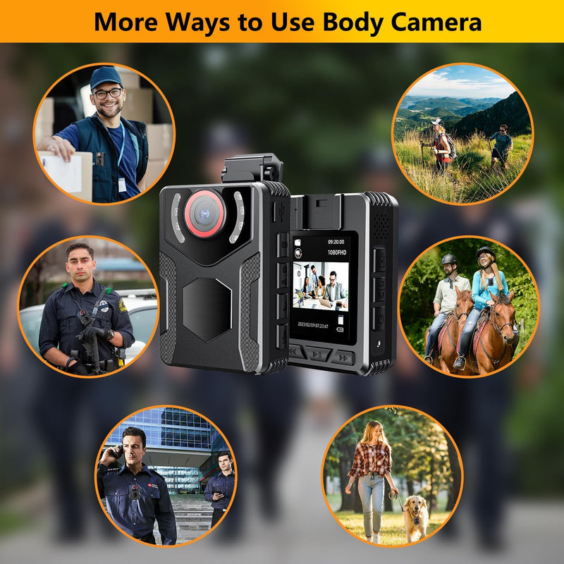 Body Camera with Audio and Video Recording: 1080P FHD Body Cam, 128GB Wearable Pocket Camera, Night Vision, 10HR Battery, 2.0" Screen Bodycam for Work, Outdoor, Travel, Fishing, Pet Walking 128 GB