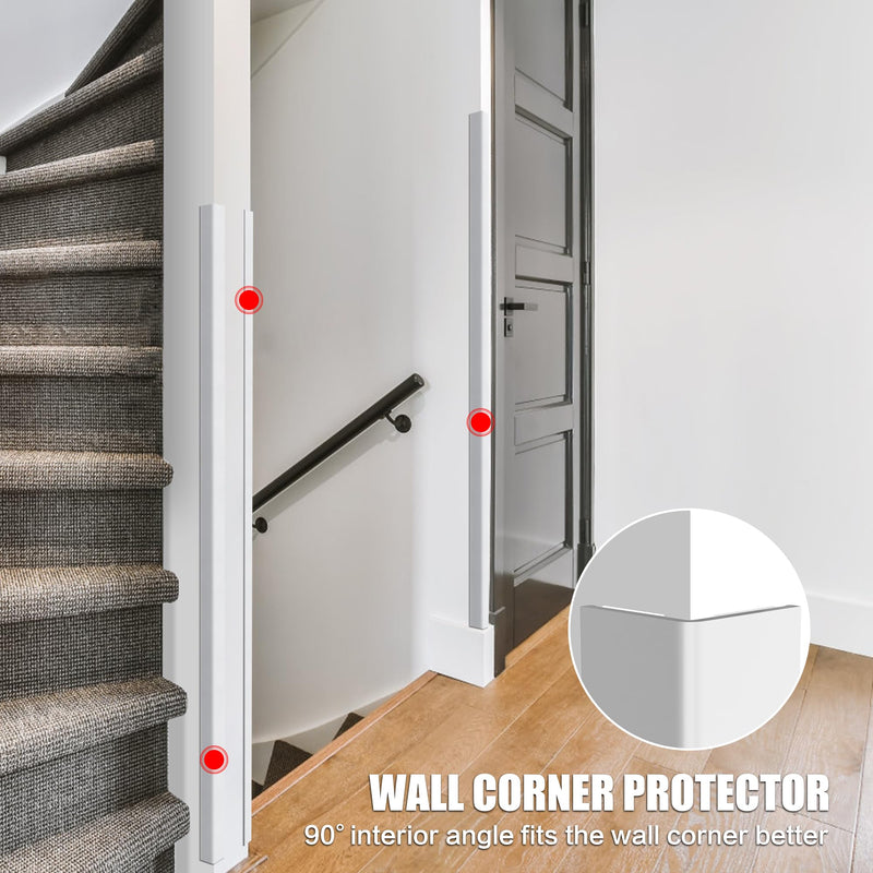 ‎Frychee Wall Corner Protector, Walls Edge Protector，Self-Adhesive Wall Corner Guards,PVC Double Side Edge Protector， Furniture Stairs Guard (2, 2.5x90cm/0.98x35.4in) 0.98inx35.4in White