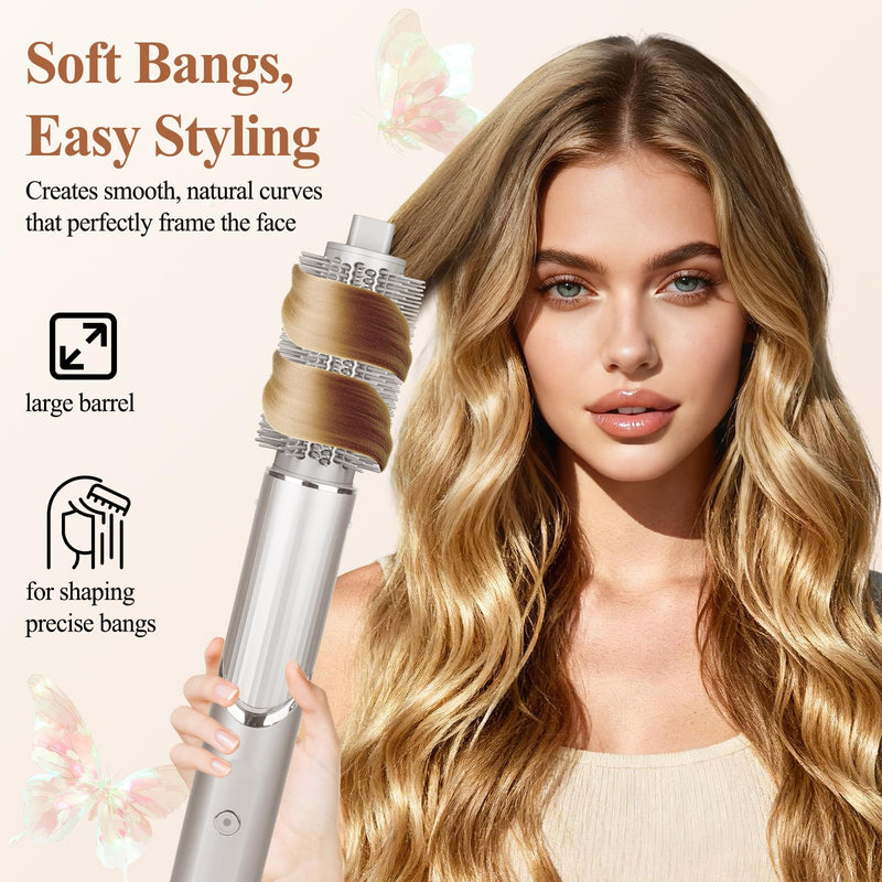 Upgraded Large Round Volumizing Brush and Wide-Tooth Tension Comb Attachment compatible with Shark FlexStyle HD400 Series