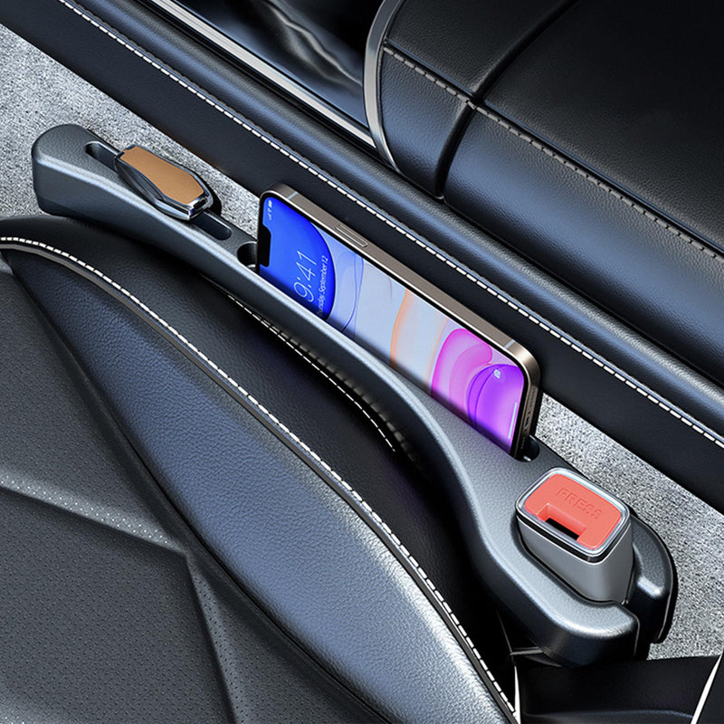 2PCS Car Seat Gap Filler，Gap Stopper Fill Gap Between Seat and Console，Built-in Recessed Storage Organizer，Universal for Most Cars Trucks SUVs to Stop Things from Dropping（Black） Black