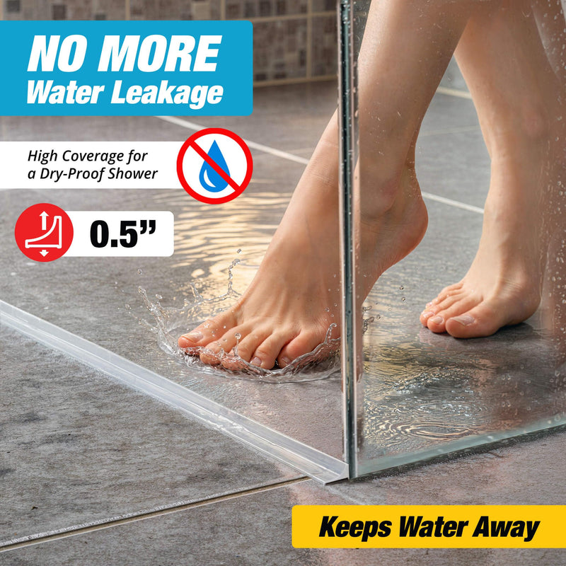 Shower Threshold Water Dam Barrier 39" - Transparent Collapsible Walk in Shower Water Guard - Door Bottom Seal Strip Leak Guard by Hippo Dam